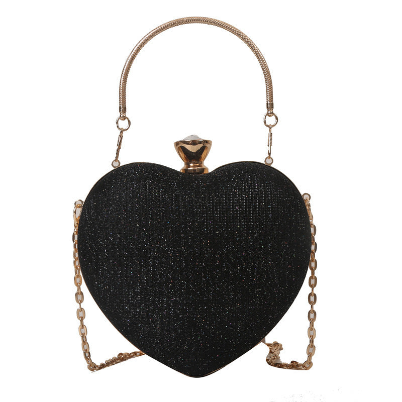 Abend-Clutch Bag – Glänzende Handtasche in Herzform