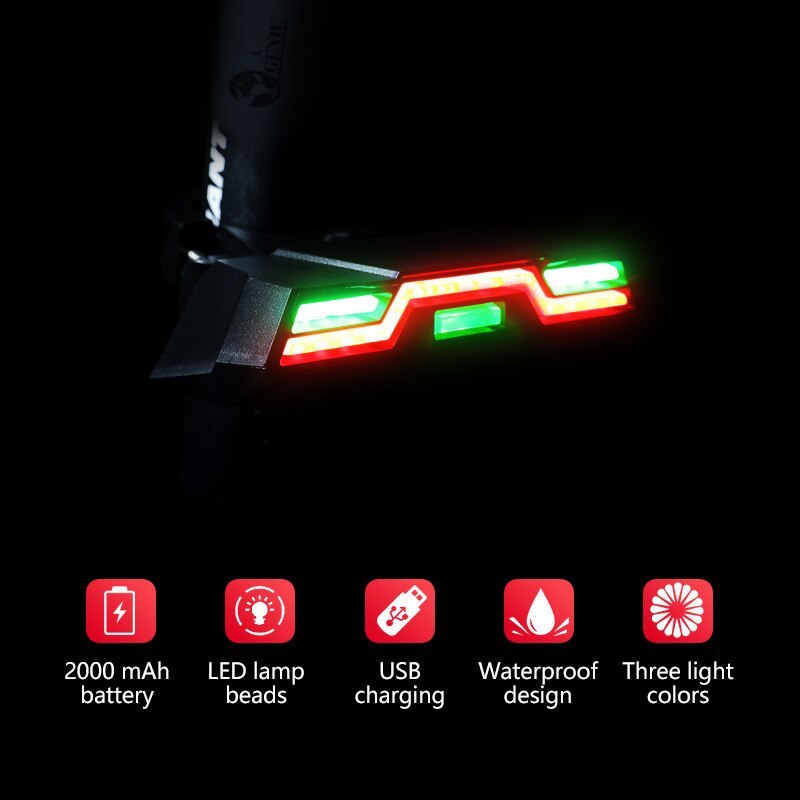 Wasserdichtes Fahrrad-Rücklichter – USB Wiederaufladbar, 3 Farbmodi