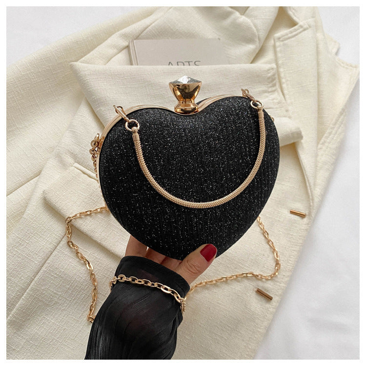 Abend-Clutch Bag – Glänzende Handtasche in Herzform
