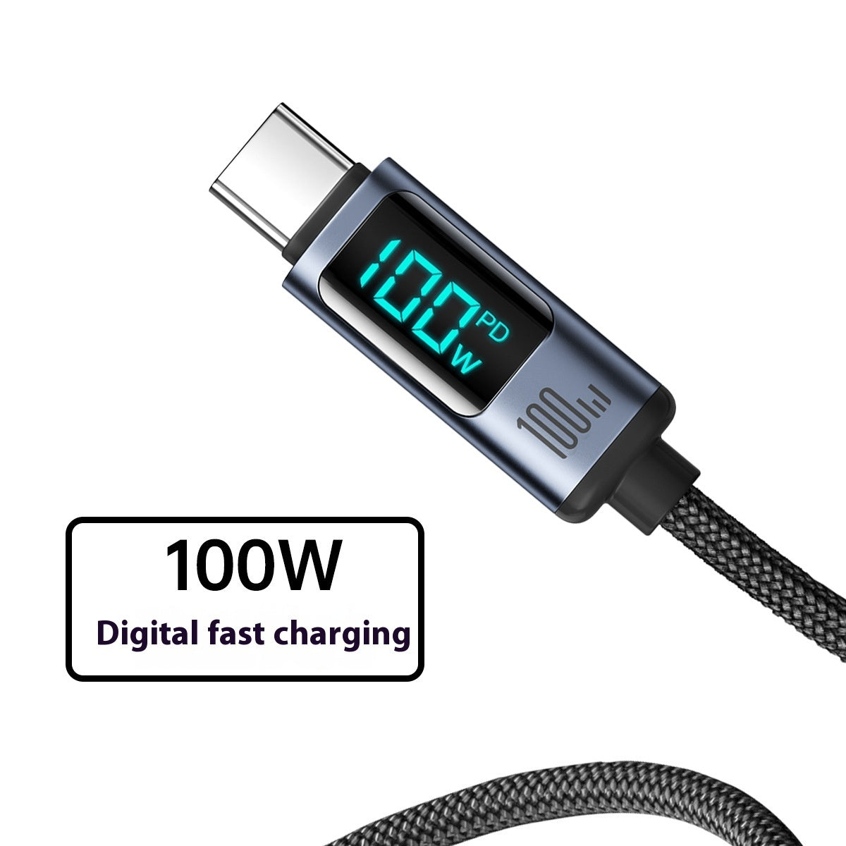 Schnellladekabel 66W – Geflochtenes Aluminiumlegierungskabel mit Digitalanzeige