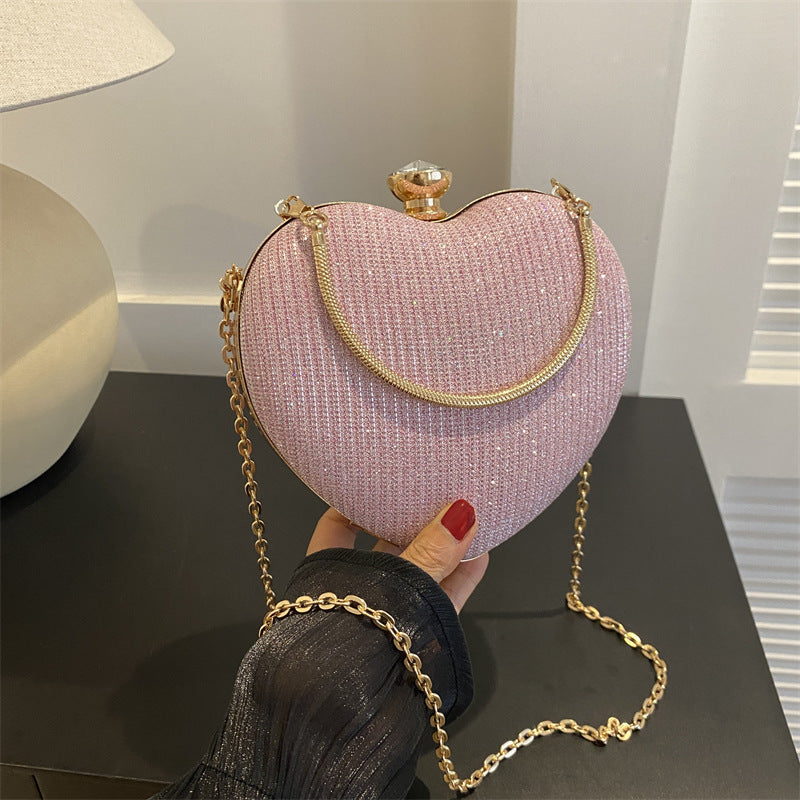 Abend-Clutch Bag – Glänzende Handtasche in Herzform