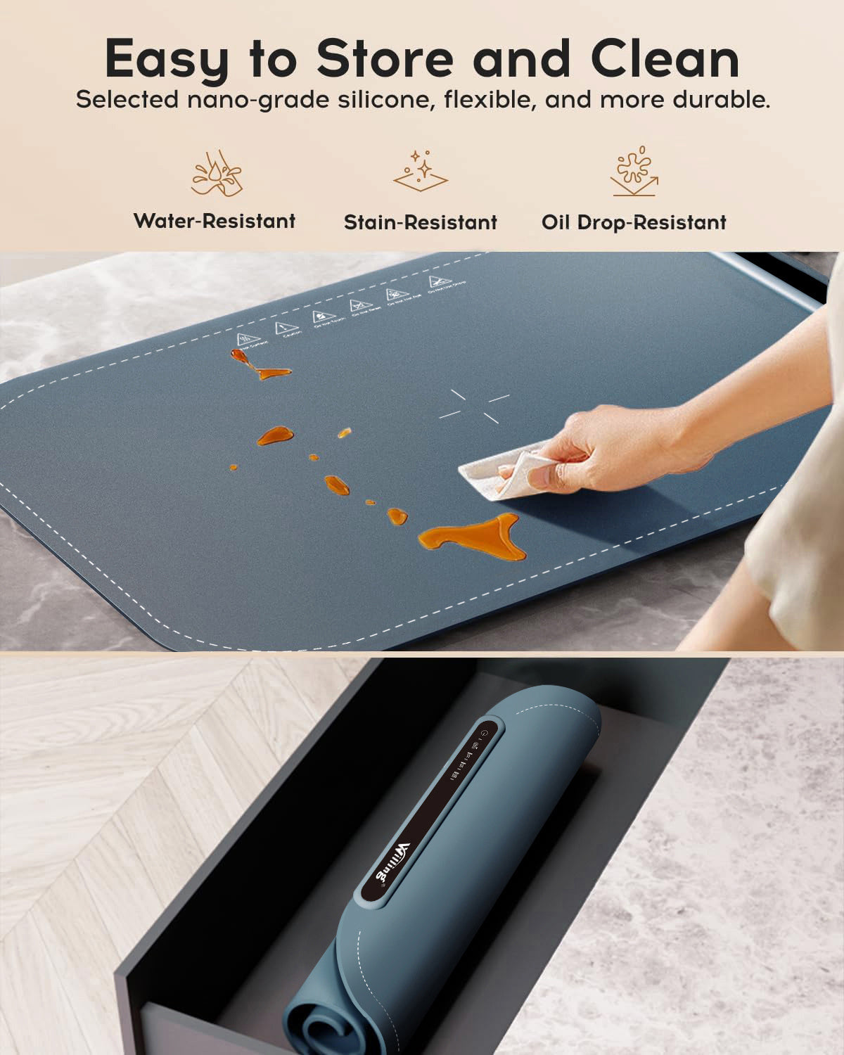 Willing 250W Speisenwärmer – Perfekte Temperatur für jede Mahlzeit ✅ 3-stufige Wärmematte für Edelstahl, Keramik & mehr – ✅Gleichmäßige Erwärmung, ✅Energiesparend und Flexibel – Navy Blau