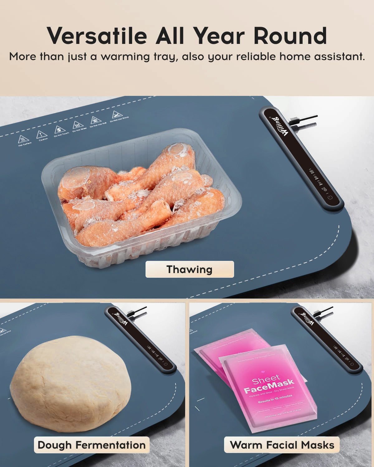 Willing 250W Speisenwärmer – Perfekte Temperatur für jede Mahlzeit ✅ 3-stufige Wärmematte für Edelstahl, Keramik & mehr – ✅Gleichmäßige Erwärmung, ✅Energiesparend und Flexibel – Navy Blau