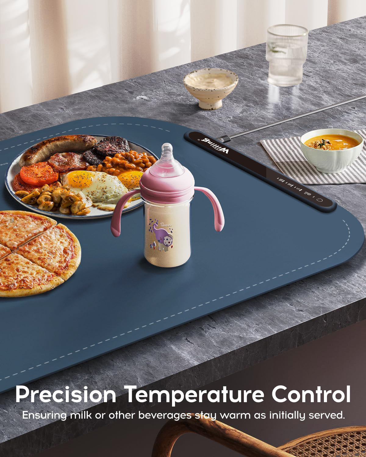 Willing 250W Speisenwärmer – Perfekte Temperatur für jede Mahlzeit ✅ 3-stufige Wärmematte für Edelstahl, Keramik & mehr – ✅Gleichmäßige Erwärmung, ✅Energiesparend und Flexibel – Navy Blau