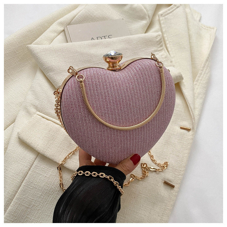 Abend-Clutch Bag – Glänzende Handtasche in Herzform