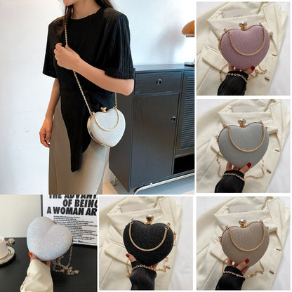 Abend-Clutch Bag – Glänzende Handtasche in Herzform
