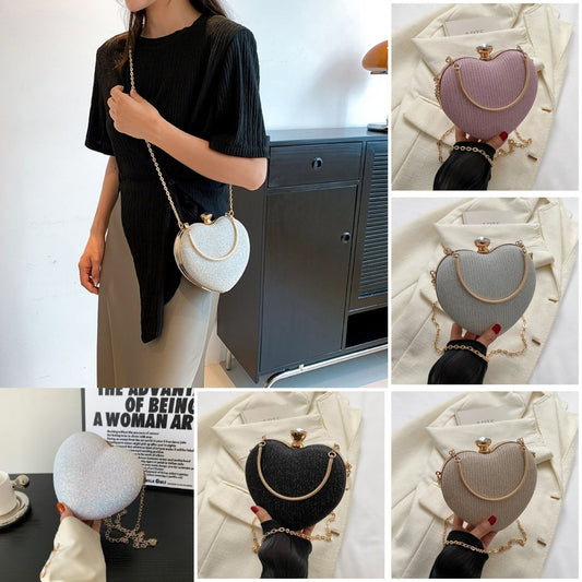 Abend-Clutch Bag – Glänzende Handtasche in Herzform