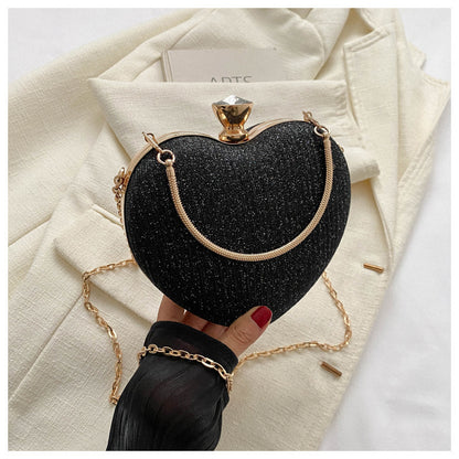 Abend-Clutch Bag – Glänzende Handtasche in Herzform