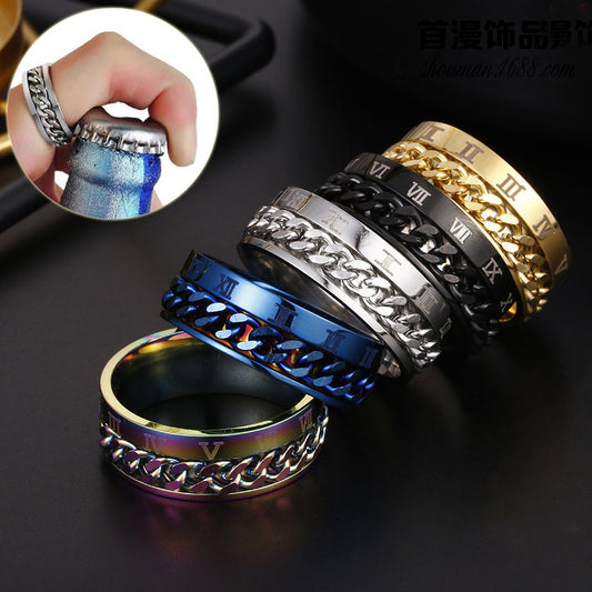Rotierender Titanium Stahl Ring – Multifunktionaler Flaschenöffner & Schmuck