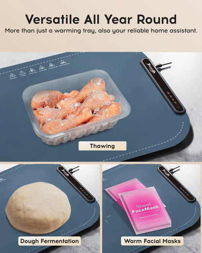 Willing 250W Speisenwärmer – Perfekte Temperatur für jede Mahlzeit ✅ 3-stufige Wärmematte für Edelstahl, Keramik & mehr – ✅Gleichmäßige Erwärmung, ✅Energiesparend und Flexibel – Navy Blau