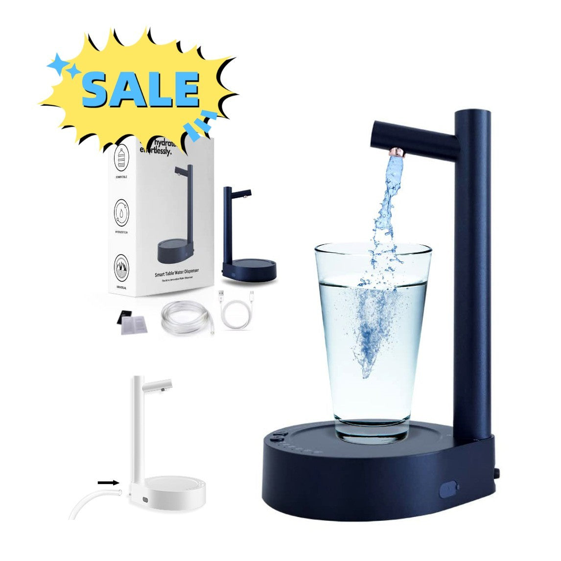 Desk Dispenser – Elektrischer, USB-aufladbarer Wasserspender für Flaschen